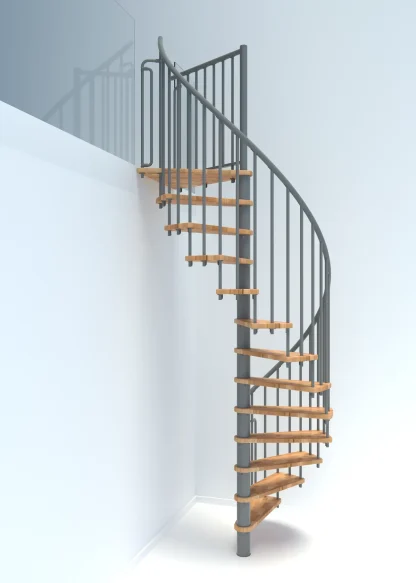 Scala a chiocciola Berlin metallo grigio legno faggio