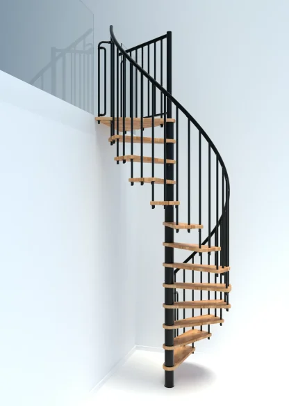Scala a chiocciola Berlin metallo nero legno faggio