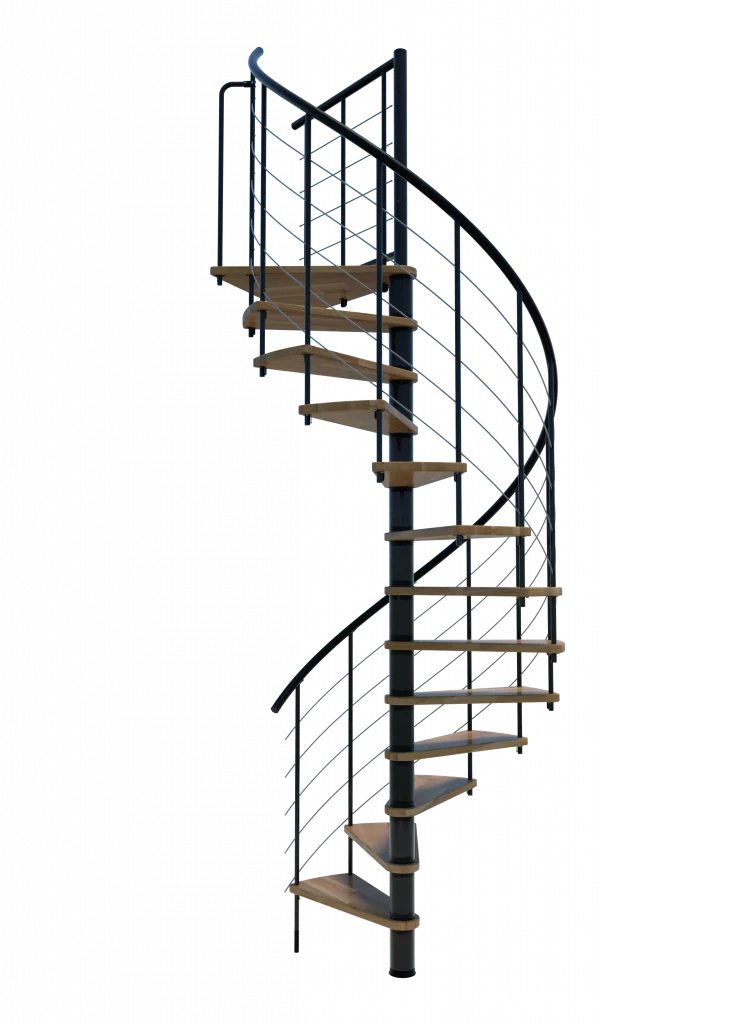 Scala a chiocciola VENEZIA Smart metallo Nero legno Quercia