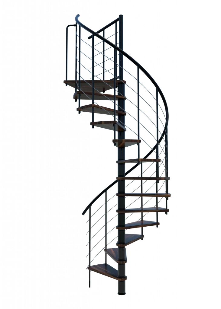 Scala a chiocciola VENEZIA Smart metallo nero legno Noce