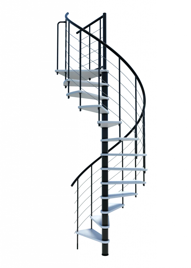 Scala a chiocciola VENEZIA Smart metallo Nero legno Bianco