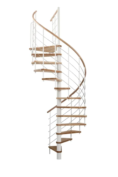 Scala a chiocciola Venezia metallo colore bianco legno colore faggio