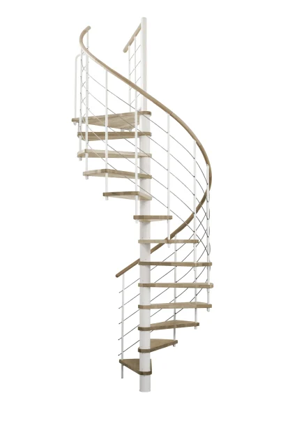 Scala a chiocciola VENEZIA 120 cm bianca Gradino Quercia