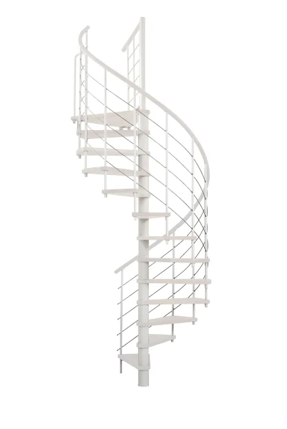 Scala a chiocciola Venezia metallo bianco e legno bianco