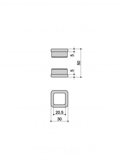 Anello passante quadrato R2 misure