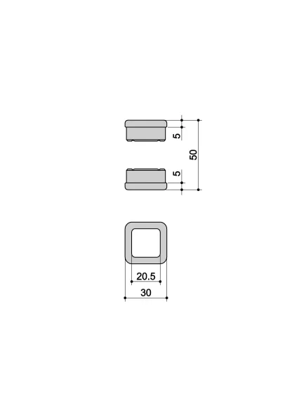 Anello passante quadrato R2 misure
