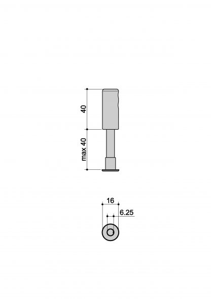 Bicchiere su gradino legno Sp. 40 R10 Inox misure