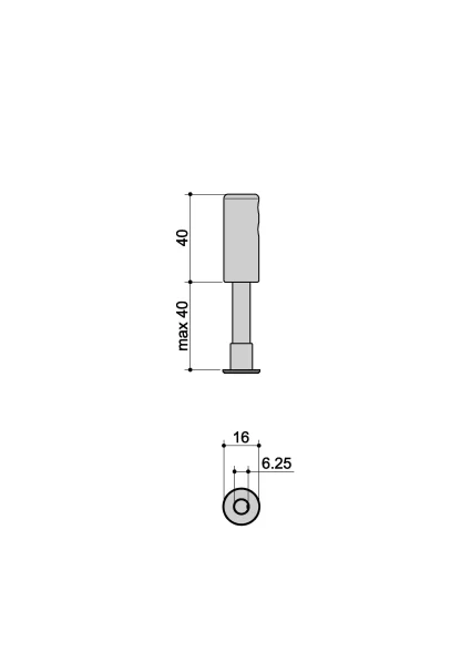 Bicchiere su gradino legno Sp. 40 R10 Inox misure