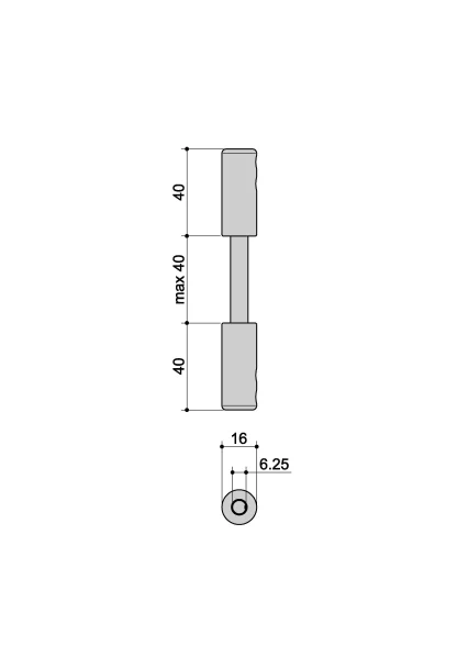 Bicchiere passante su gradino legno Sp. 40 R10 Inox misure