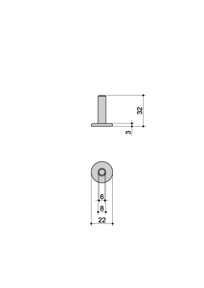 Bicchieri correnti a muro Ø6 IN F2 Inox misure