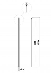 Colonna tonda per ringhiere Ø 20 x 1165