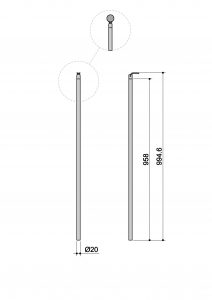 Colonna tonda per ringhiere Ø 20 x 958