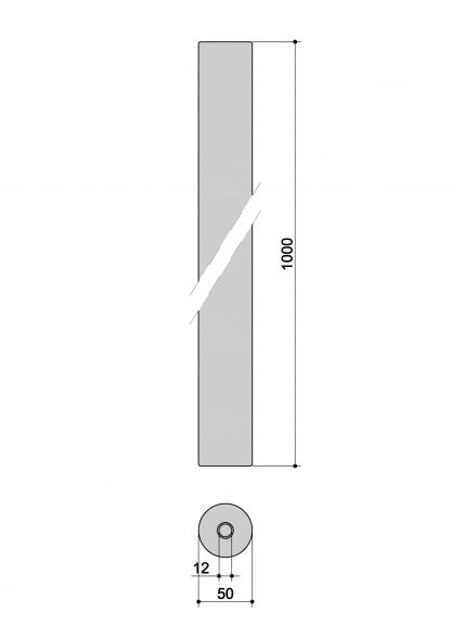 Corrimano in legno Ø50 L. 1000 C2 misure