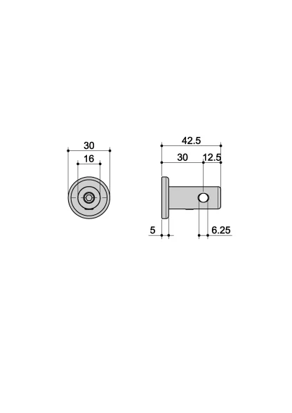 Nottolino filettato passante L. 30 libero R10 Inox misure
