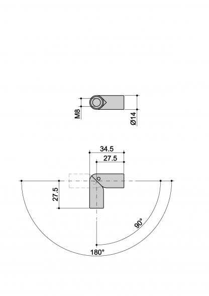 Raccordo corrimano M8 IN F1 Inox misure