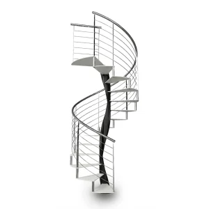Scala a chiocciola E20 GM montante nero colore bianco