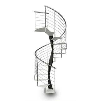Scala a chiocciola E20 GM montante nero colore bianco