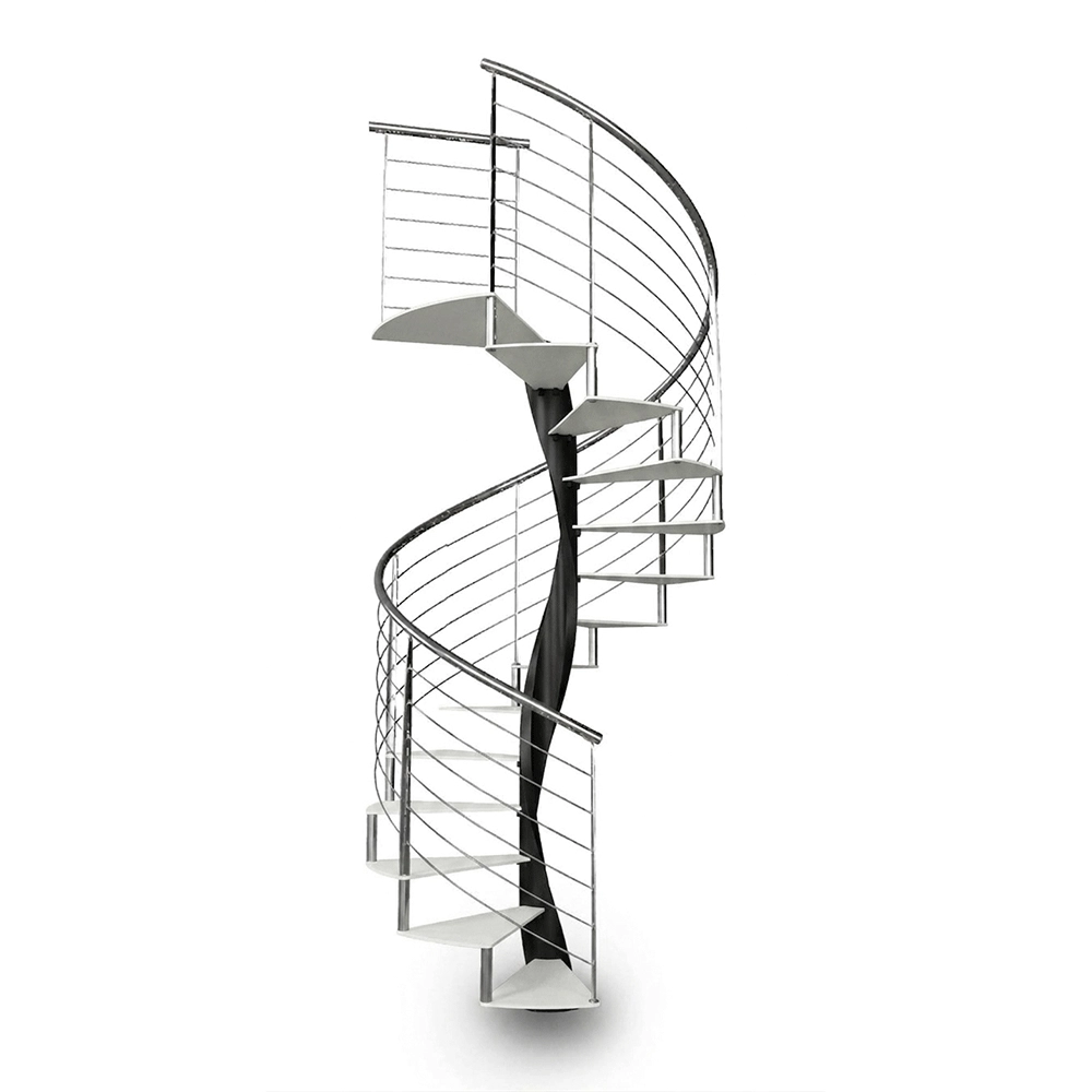 Scala a chiocciola E20 GM montante nero colore bianco
