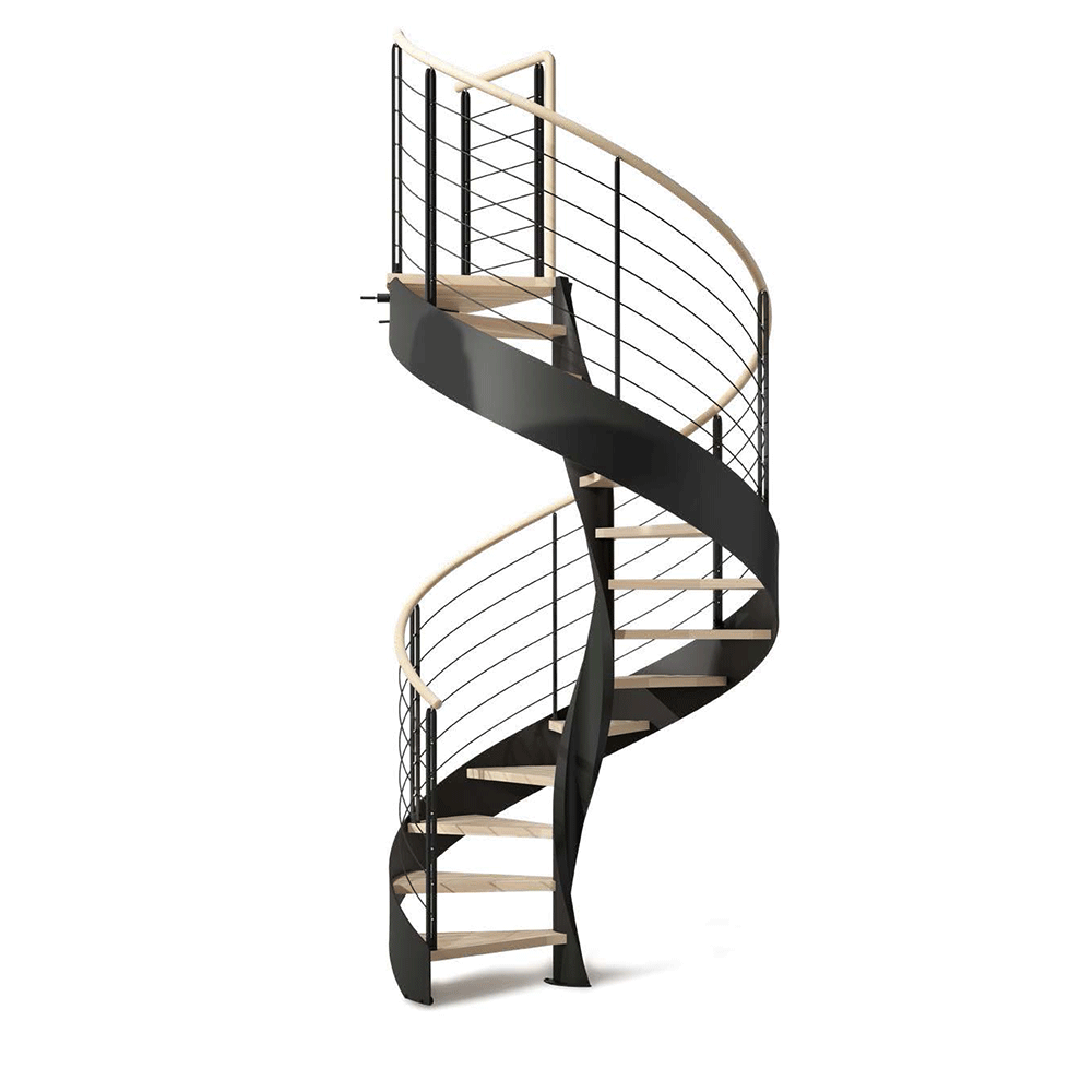 Scala chiocciola E202S GL elicoidale gradino legno doppia struttura