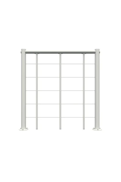 Balaustra bianca con correnti orizzontali e corrimano in PVC