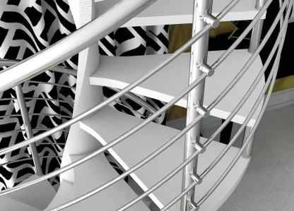 Scala a chiocciola elicoidale modello e20 particolare ringhiera inox