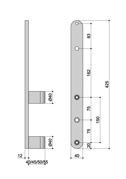 Staffa montante R1 misure